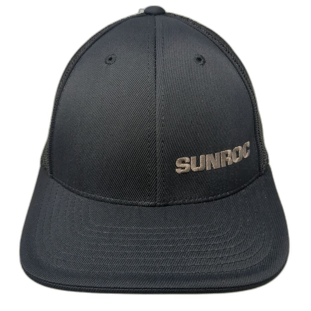 Pacific Headwear Baseball Cap Black 7 3/8 Mesh Back Stretch Fit Sunroc Logo Hat